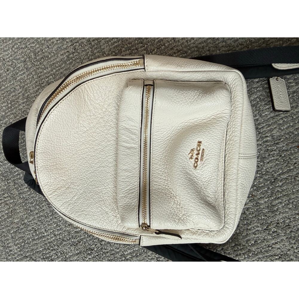 Coach mini Charlie backpack cream pebbled leather